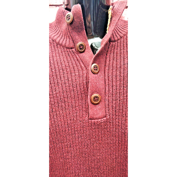 G.H. Bass & Company 1/4 Button Red Wine Colored Henley - Picture 4 of 7